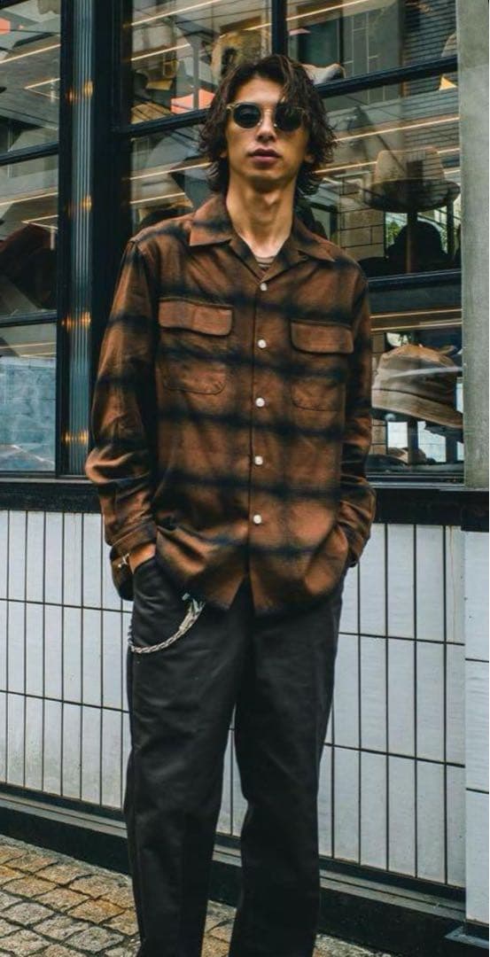 ワコマリア WACKO MARIA オンブレチェックシャツ ブラウン Mサイズ