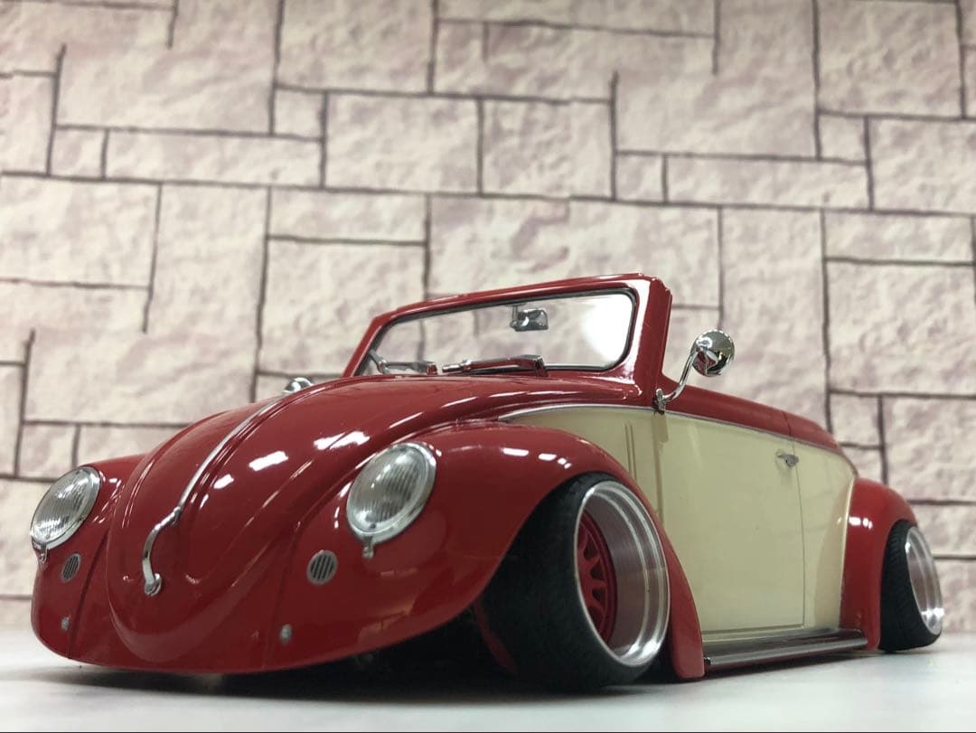 1/18ミニカー　ワーゲンビートル深リムカスタム　V字竹槍マフラー イグニッションモデル 1/18 LB-WORKS ケンメリ 2Dr アドバンカラー/深