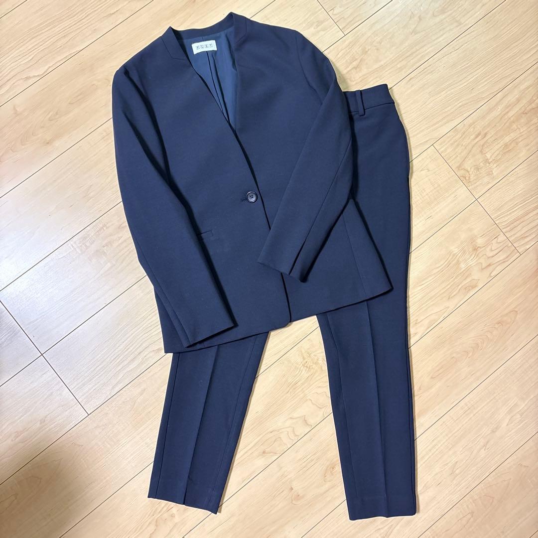 【PLST プラステ】ウォームリザーブパンツスーツ S ネイビー 卒業式入学式