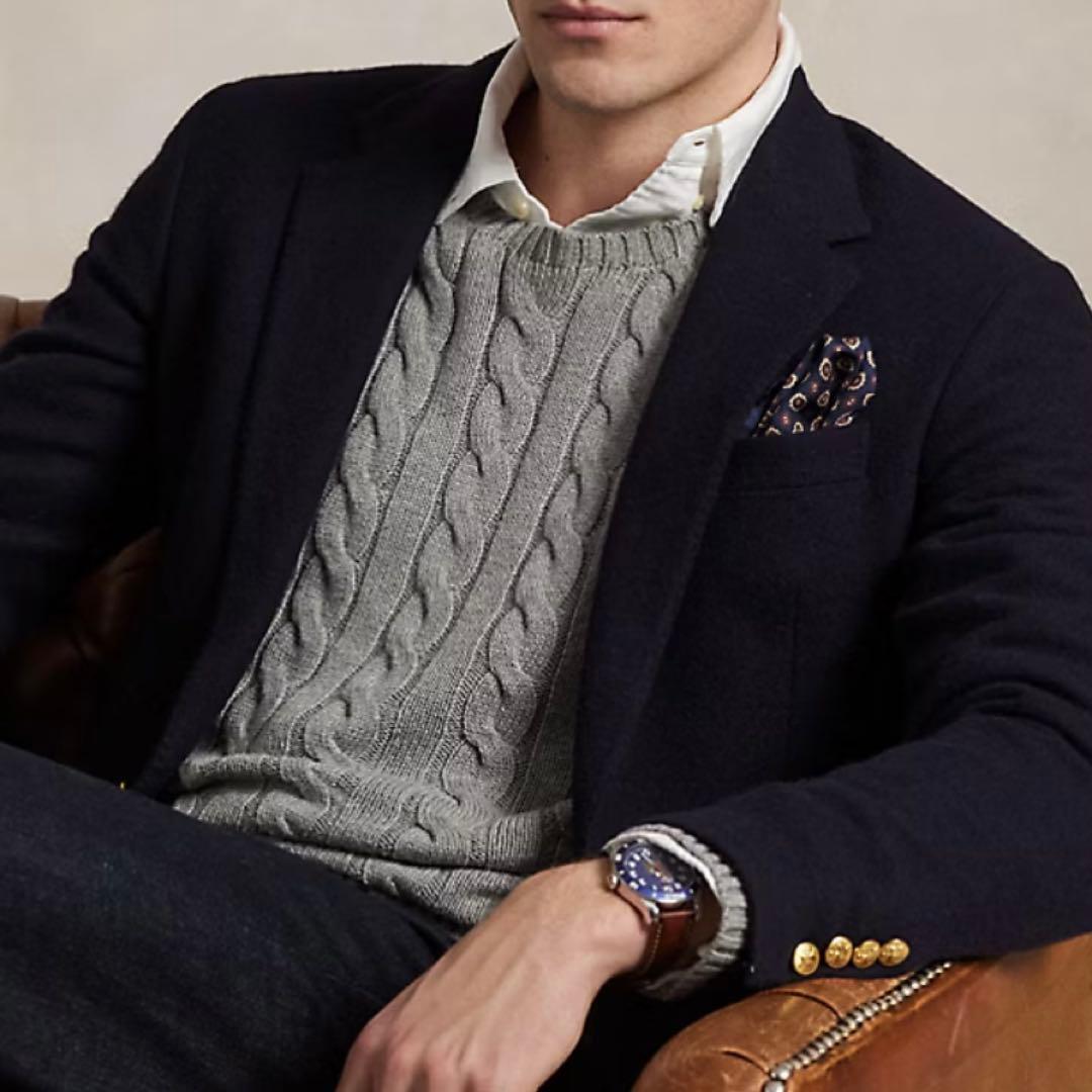 新品タグ付POLO RALPH LAURENケーブルニットグレーM - メルカリ