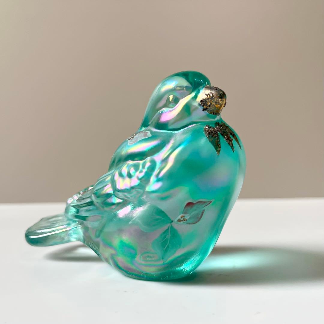 フェントン　鳥　ガラス　置物　ペーパーウェイト