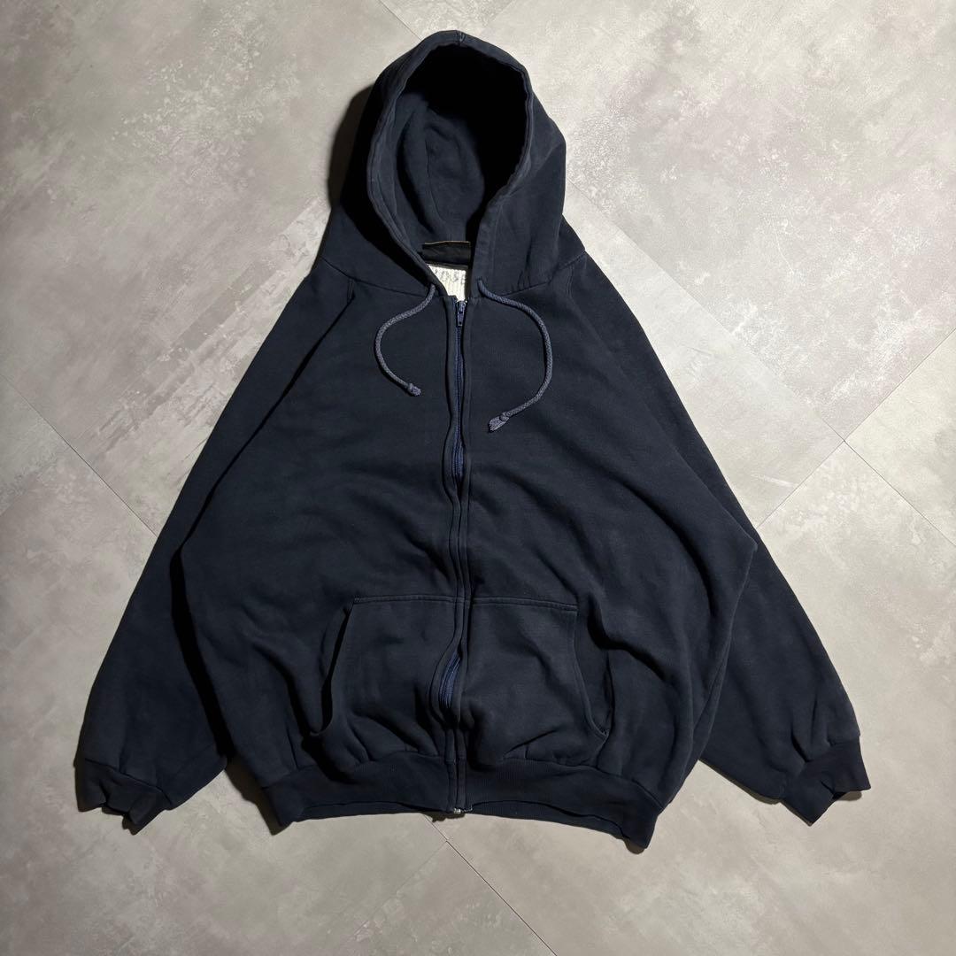 90s - vintage パーカー　ダブルフェイス　裏サーマル　フェード　紺色