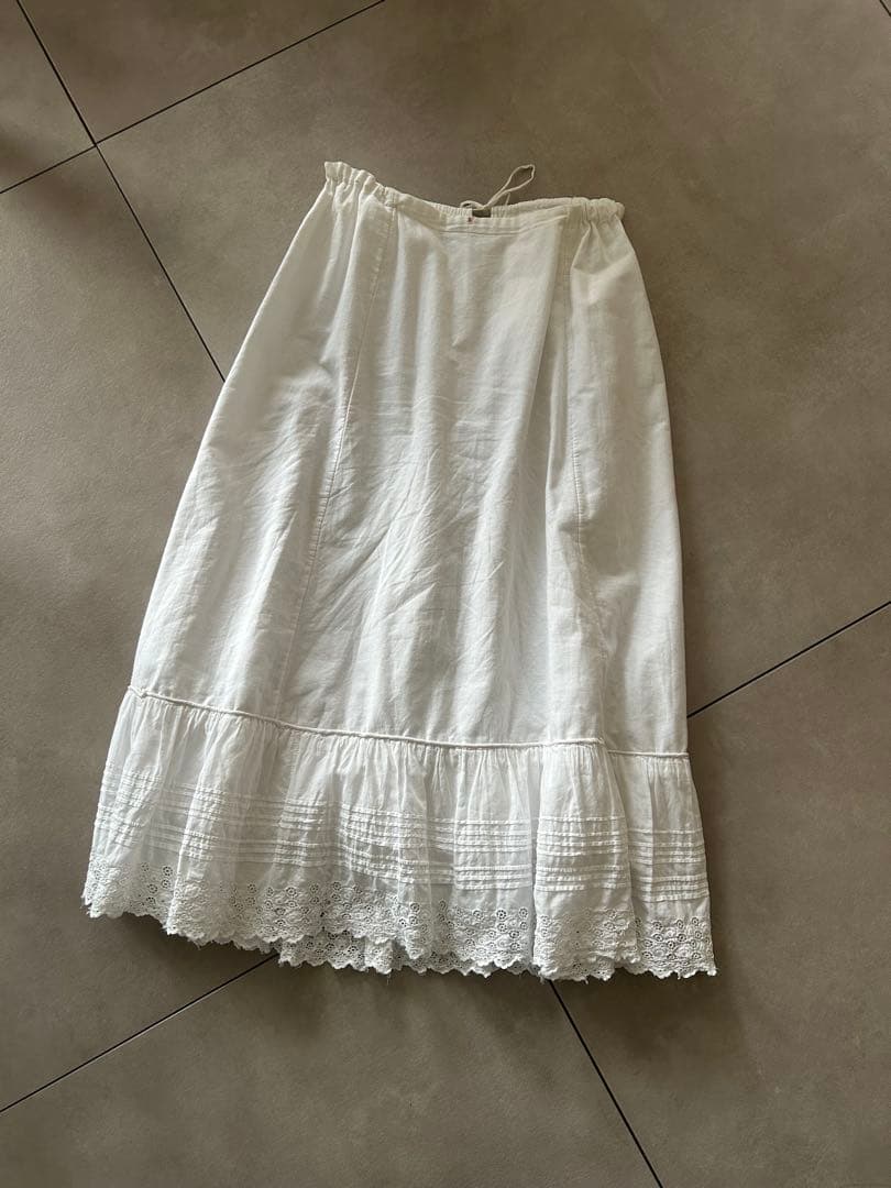 ヨーロッパ フランス ヴィンテージ レース スカート 白 チャーチ