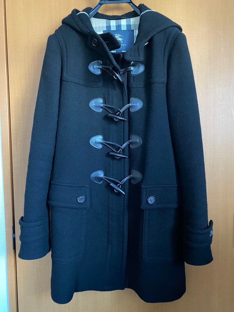 バーバリー ダッフルコート 黒 ウール