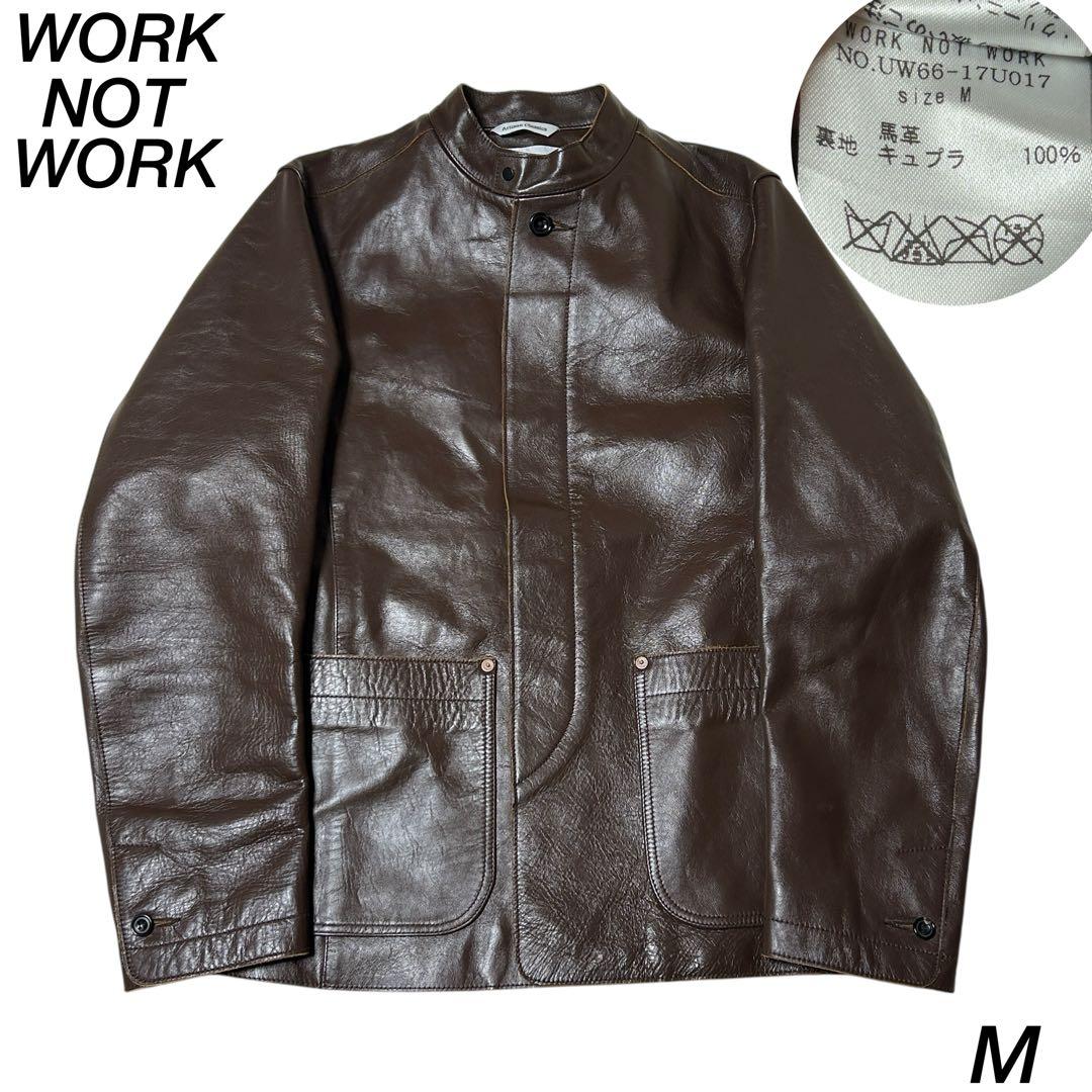極美品　WORK NOT WORK スタンドカラー　ホースレザージャケット　M スタンドカラー レザージャケット | ness.