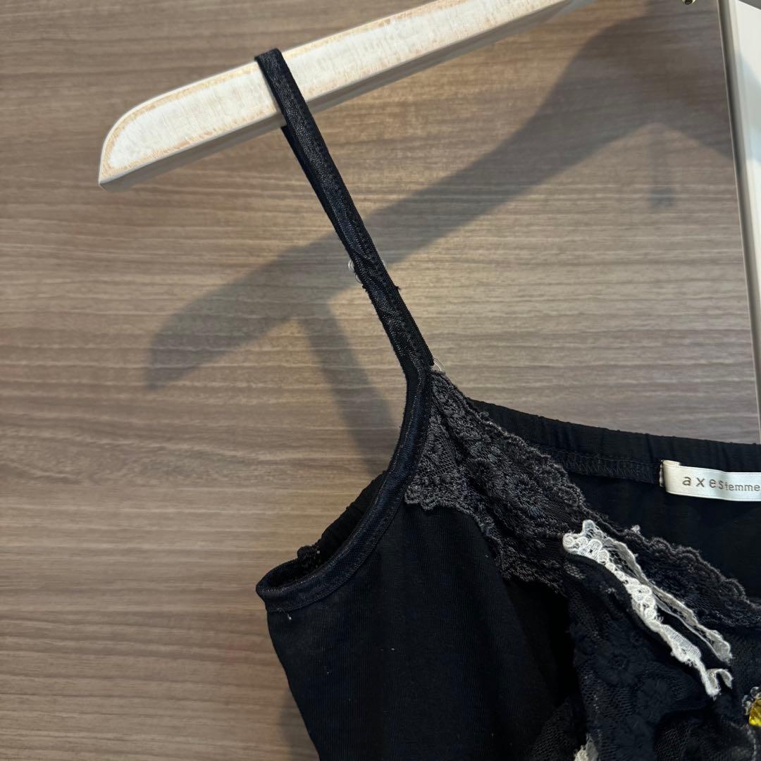 希少】00s 美品 axes femme ビッグ リボン キャミソール 黒 M