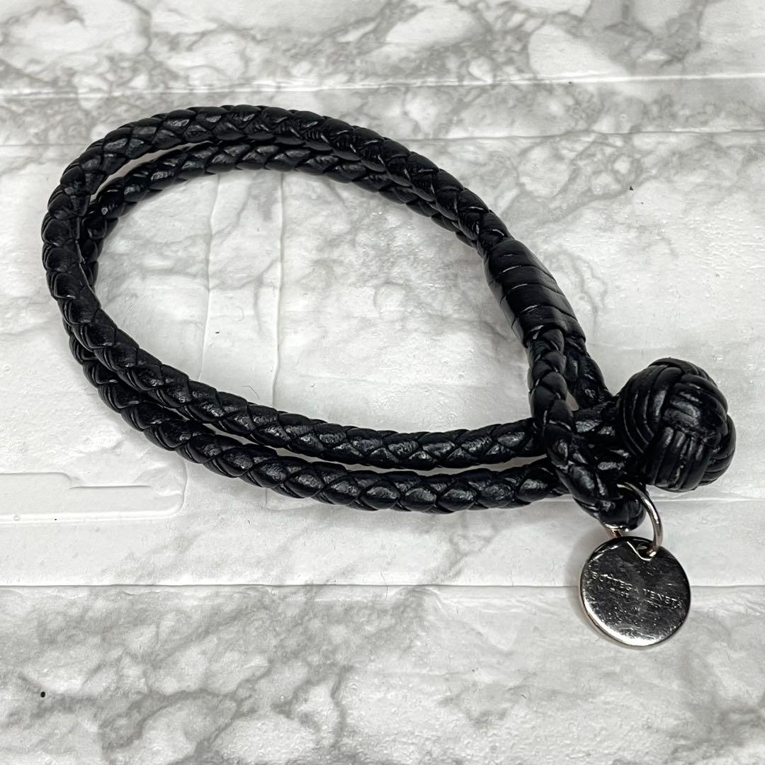 BOTTEGA VENETA ボッテガ イントレチャート ブレスレット 黒 革