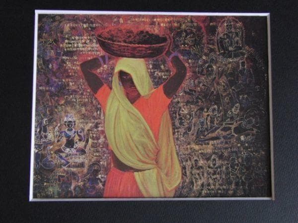 高畑郁子、【インドの女】、希少な額装用画集より、新品額装付、状態良好