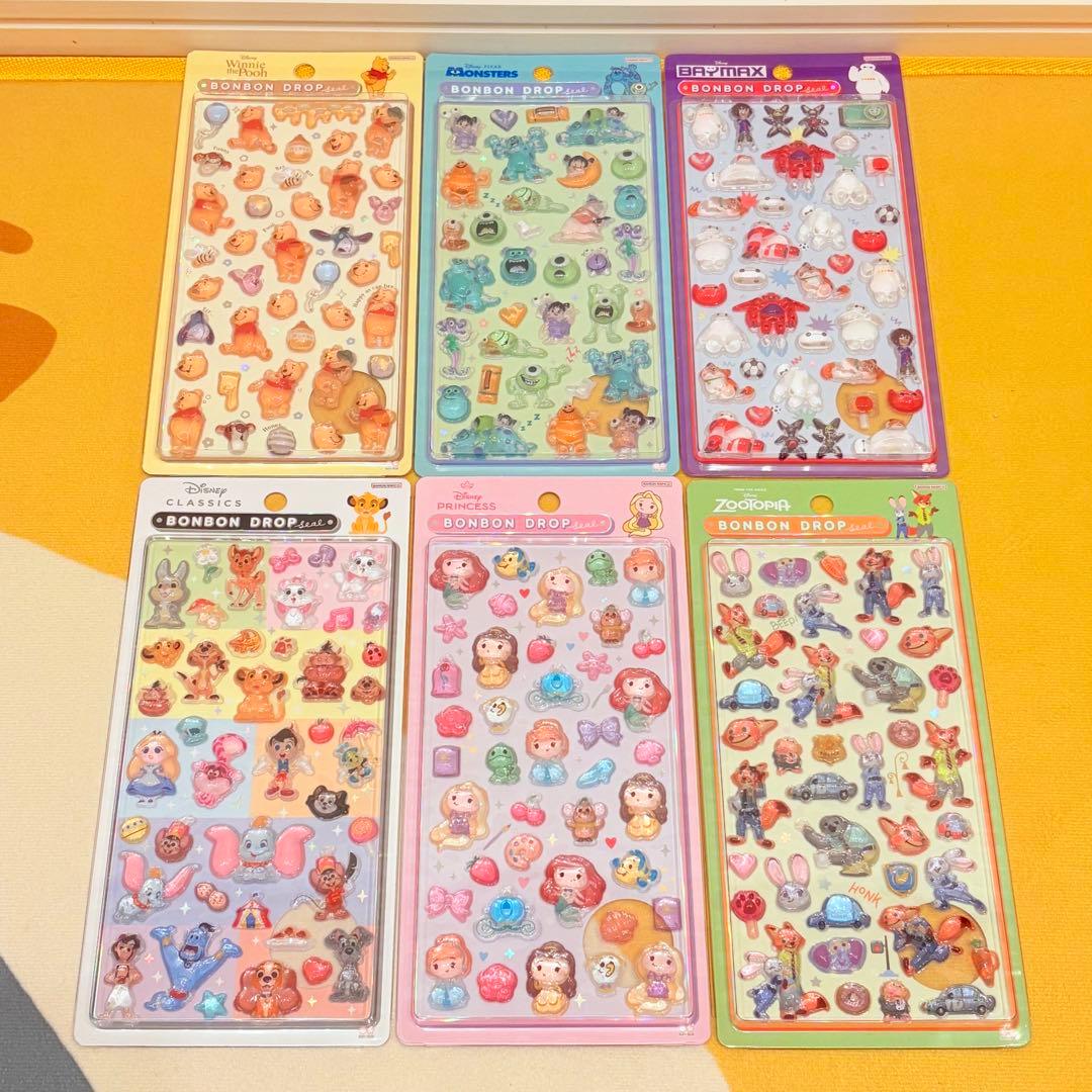 【正規品】ディズニー ★ ボンボンドロップシール 第2弾⑥種類セット