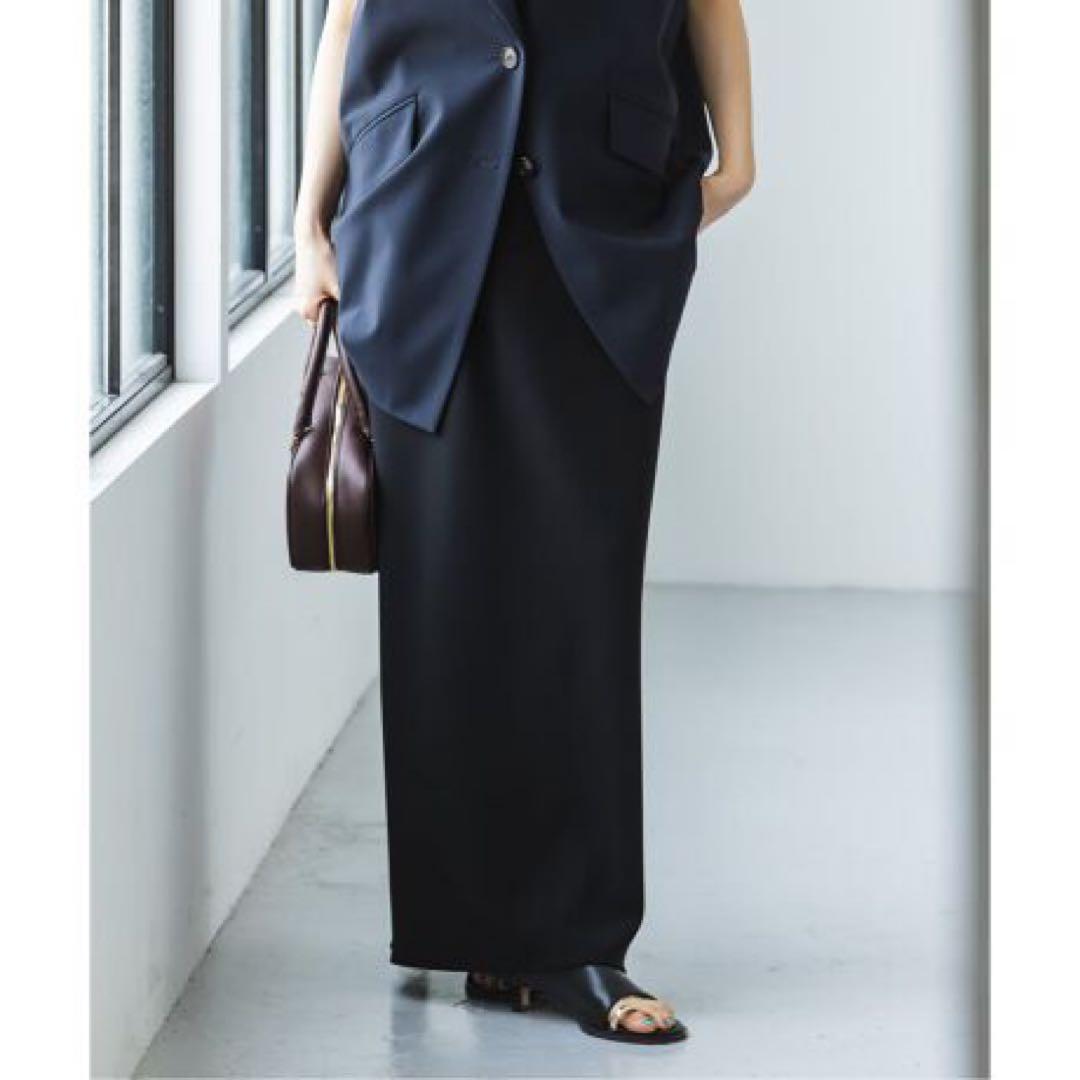 美品　25 NOBLEコンフォートジャージーライクタイトスカート　ブラック36