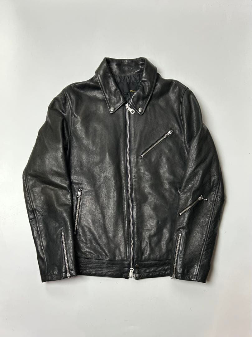 Acoustic ブラック　レザー　シングルライダースジャケット　Lサイズ