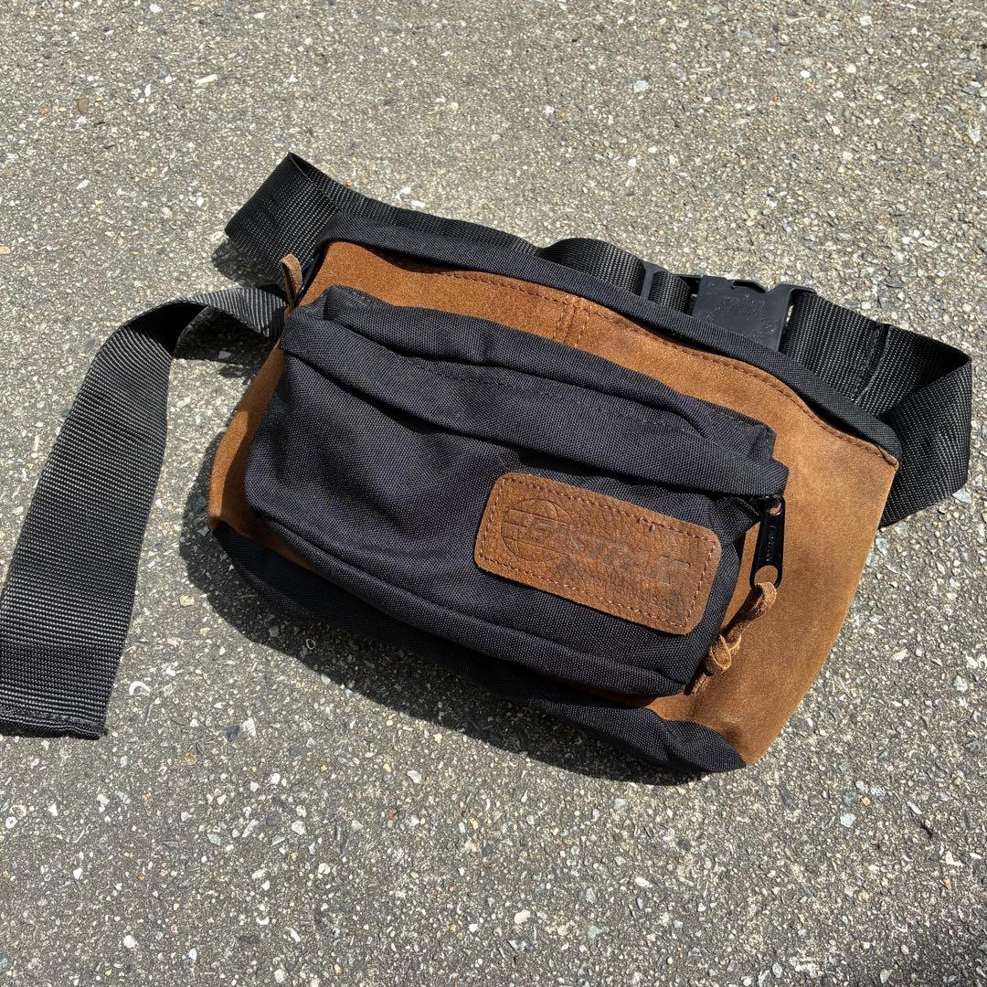 【USA製】90s EASTPAK イーストパック　ウエストポーチ　レザー
