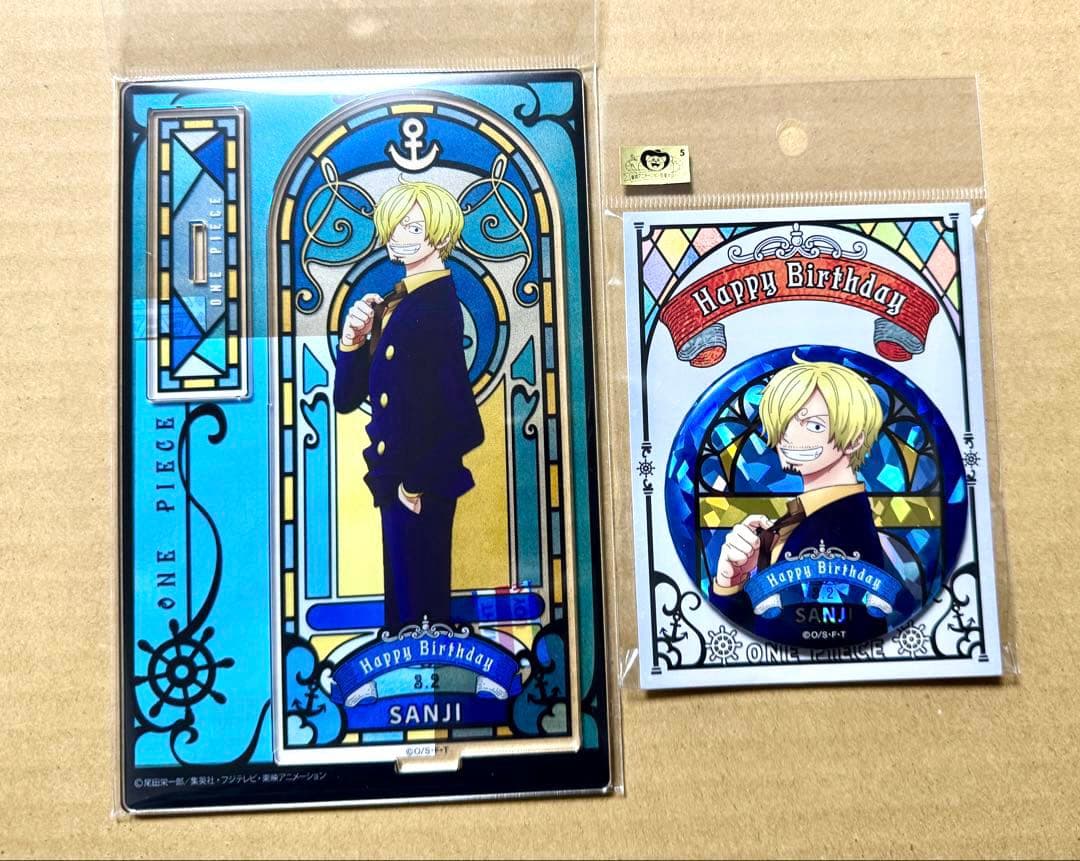 ONE PIECE ホログラム缶バッジ HBDステンドグラス風アクスタ サンジ