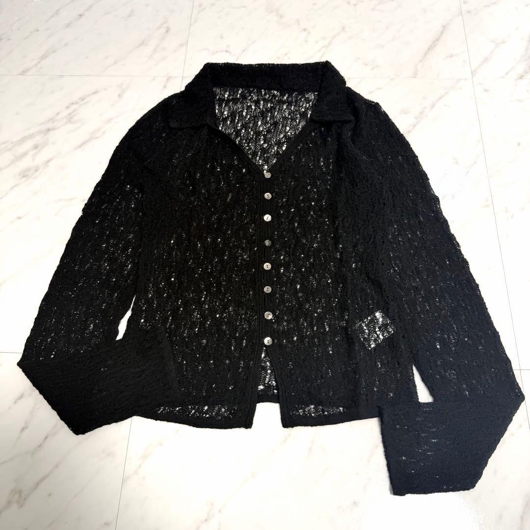 【しゅわしゅわ】2025✨️ニュアンス ウール レースポロニット トップス