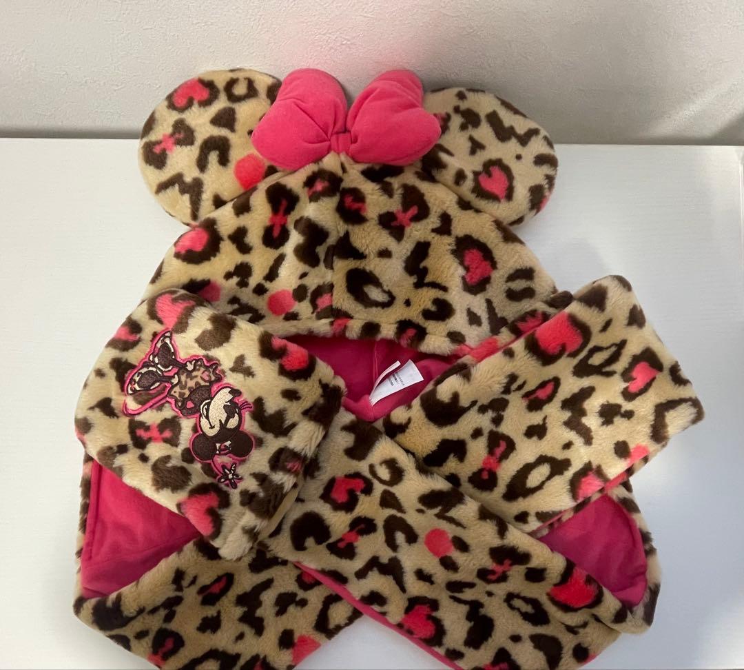 ミニーちゃん ヒョウ柄 マフラーキャップ - メルカリ