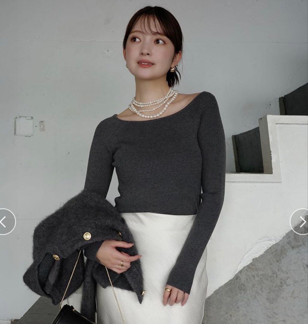 新品 アニュアンス　シルクカシミアブレンドボートネックニット