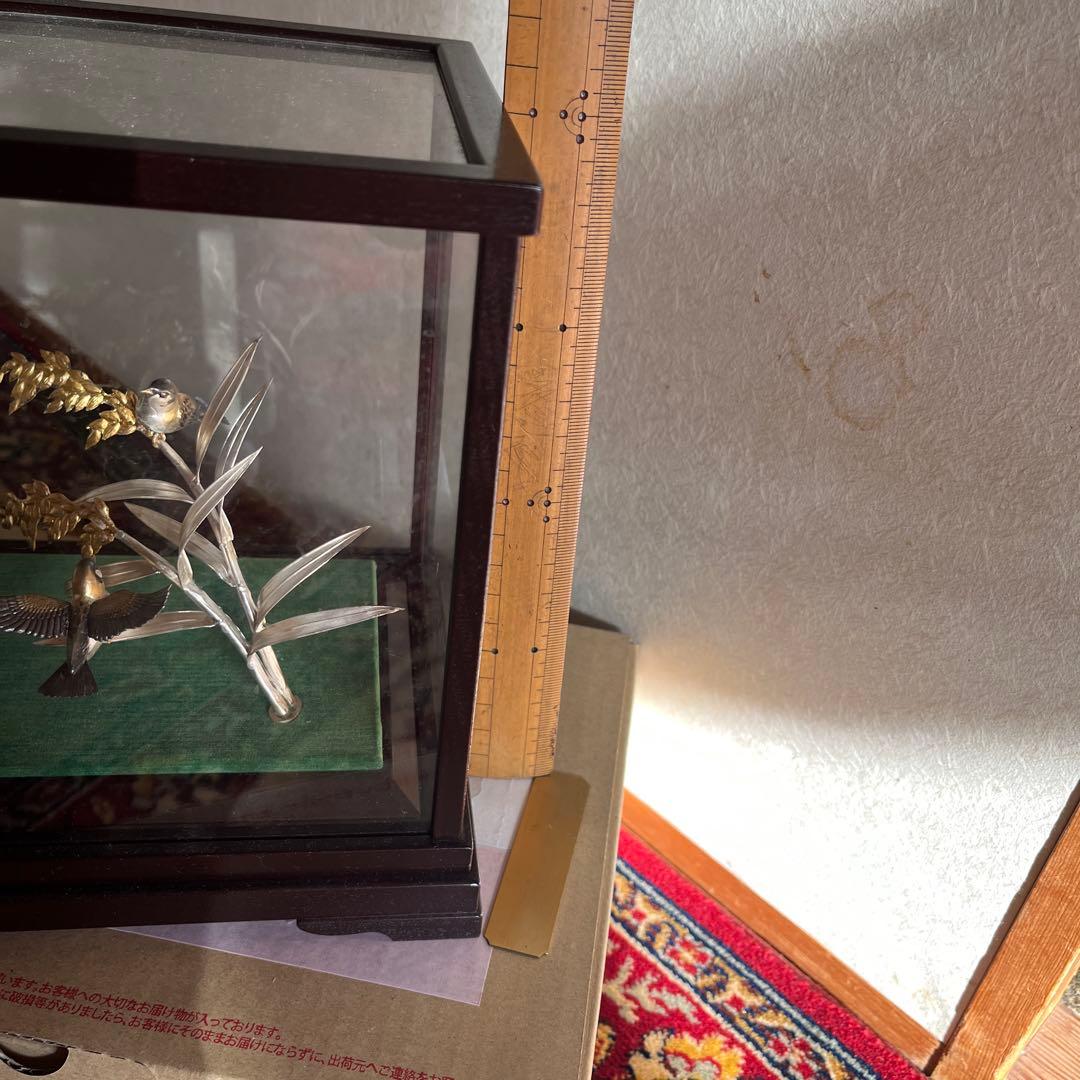 純銀製　稲穂　すずめ2羽