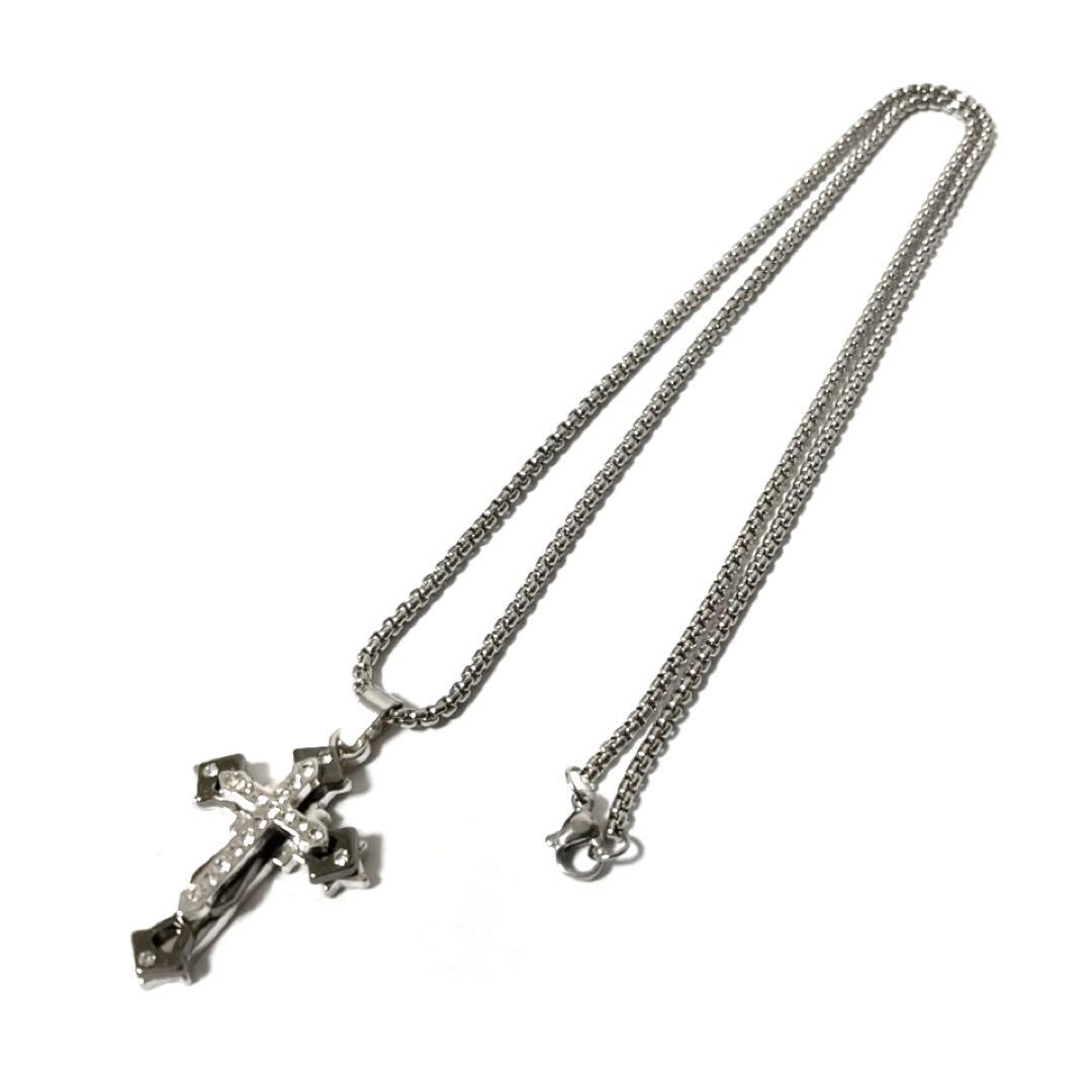 十字架 クロス ネックレス ラインストーン ジルコニア y2k グランジ