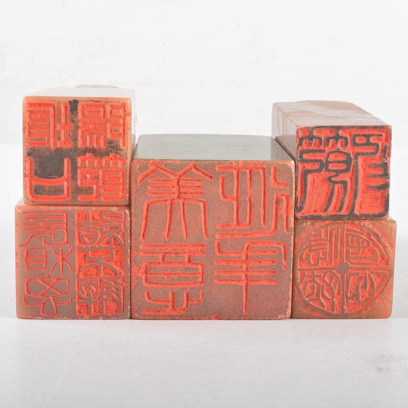 中国 書道具 篆刻 玉石寿山石芙蓉石など 印材 5点まとめて F R5215