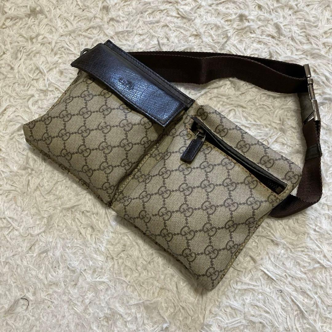 グッチ　ボディバッグ　ウエストポーチ レザー GG ポシェット