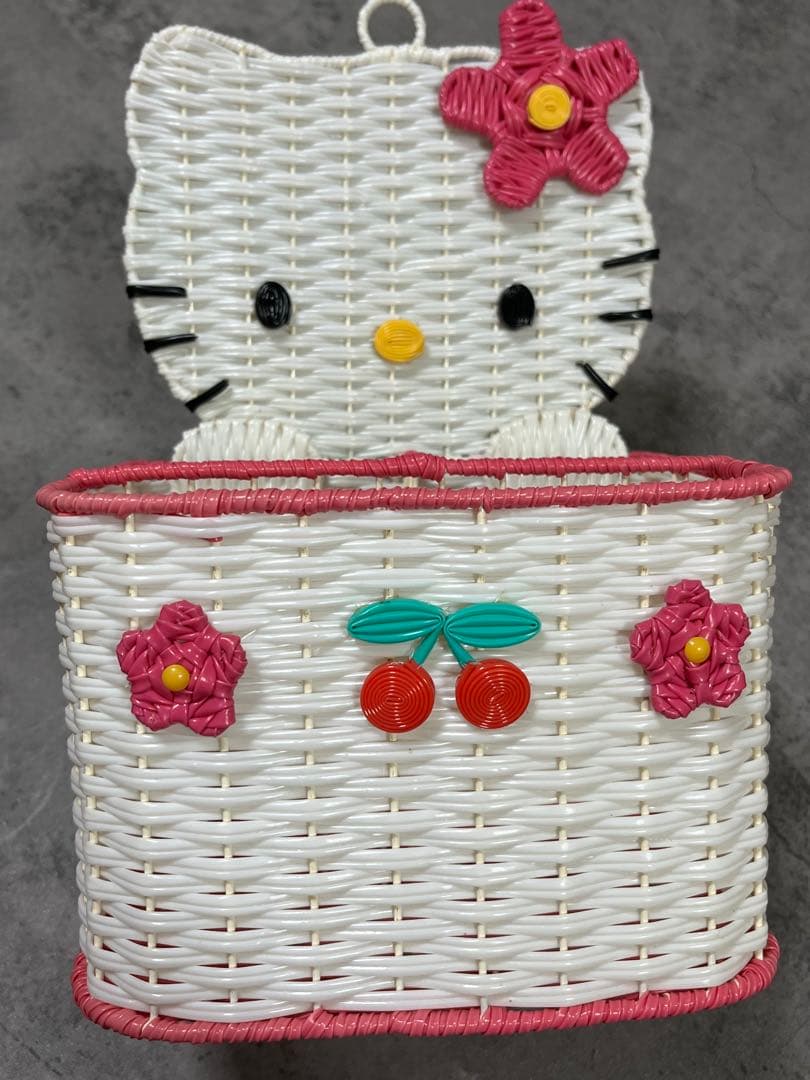 キティ KITTY 籐風 カゴ 小物入れ 編みかご 激レア rare 平成レトロ