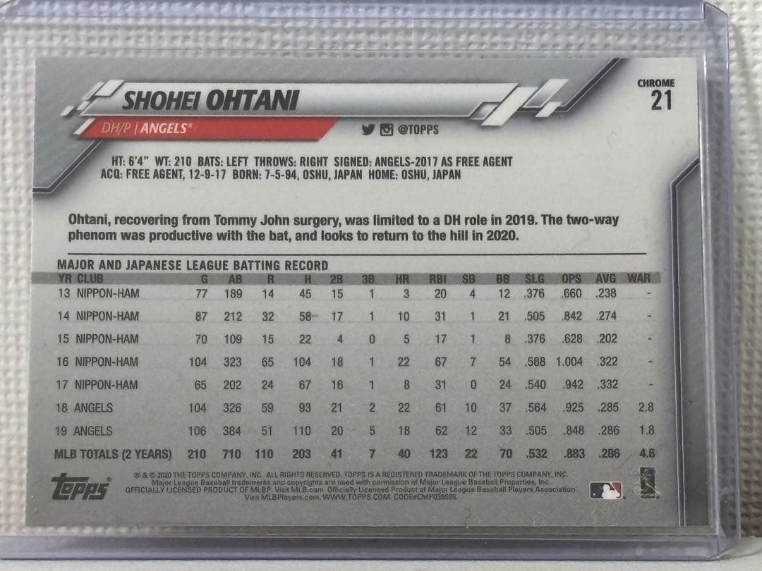 2020 Topps Chrome リフラクター 大谷翔平 #21 OHTANI - メルカリ