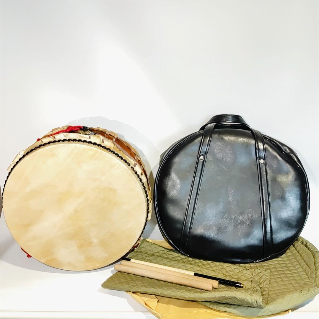 【即使用可能！】和太鼓 平太鼓（一尺三寸）バチ・カバー・ソフトケース付きセット