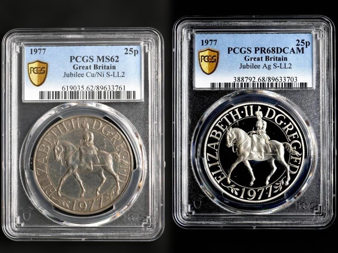 ⭐️PCGS PR68DCAM 1977 イギリス 25P 完全未使用 プルーフ