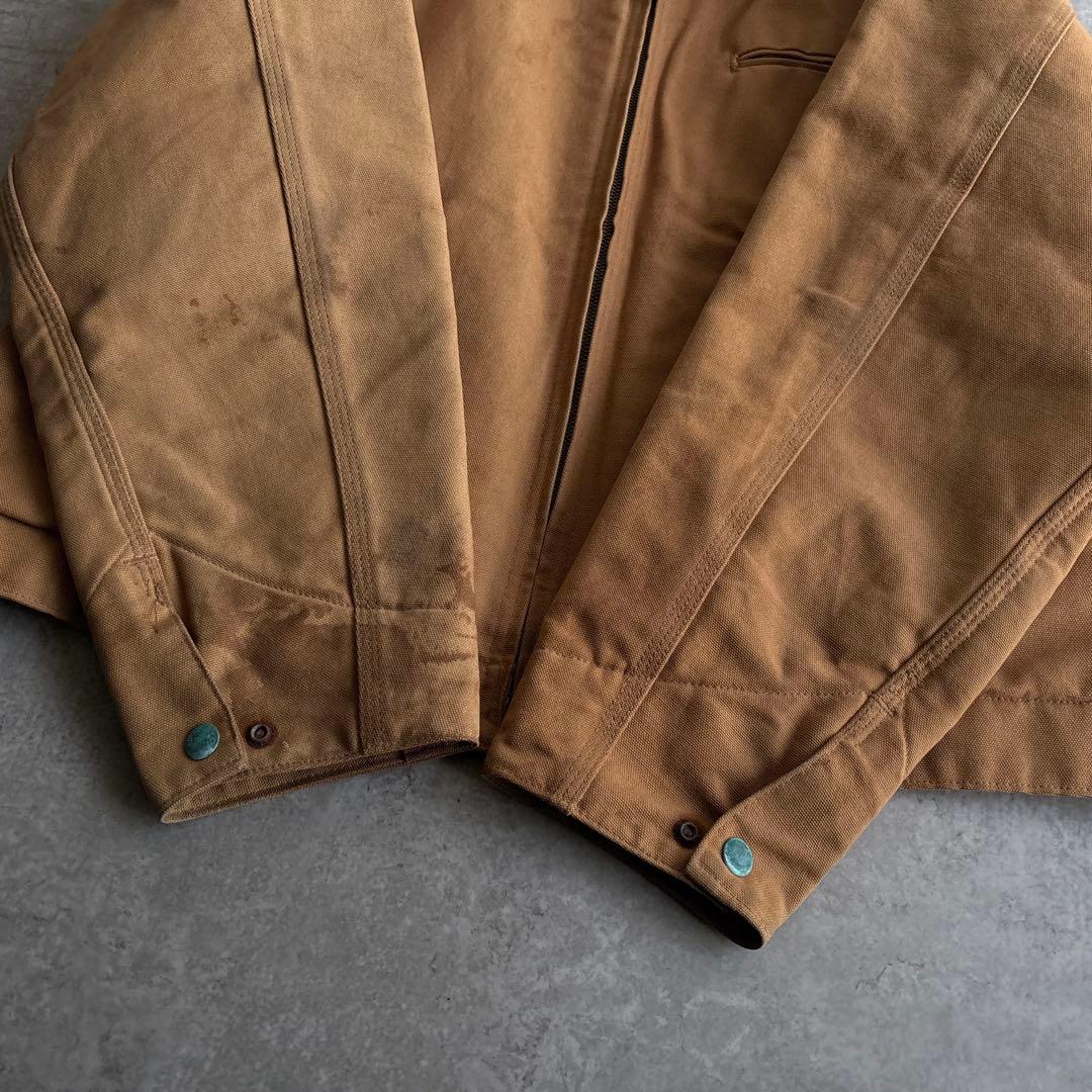90's□USA製□carhartt【44】デトロイトジャケット ブラウン 短丈