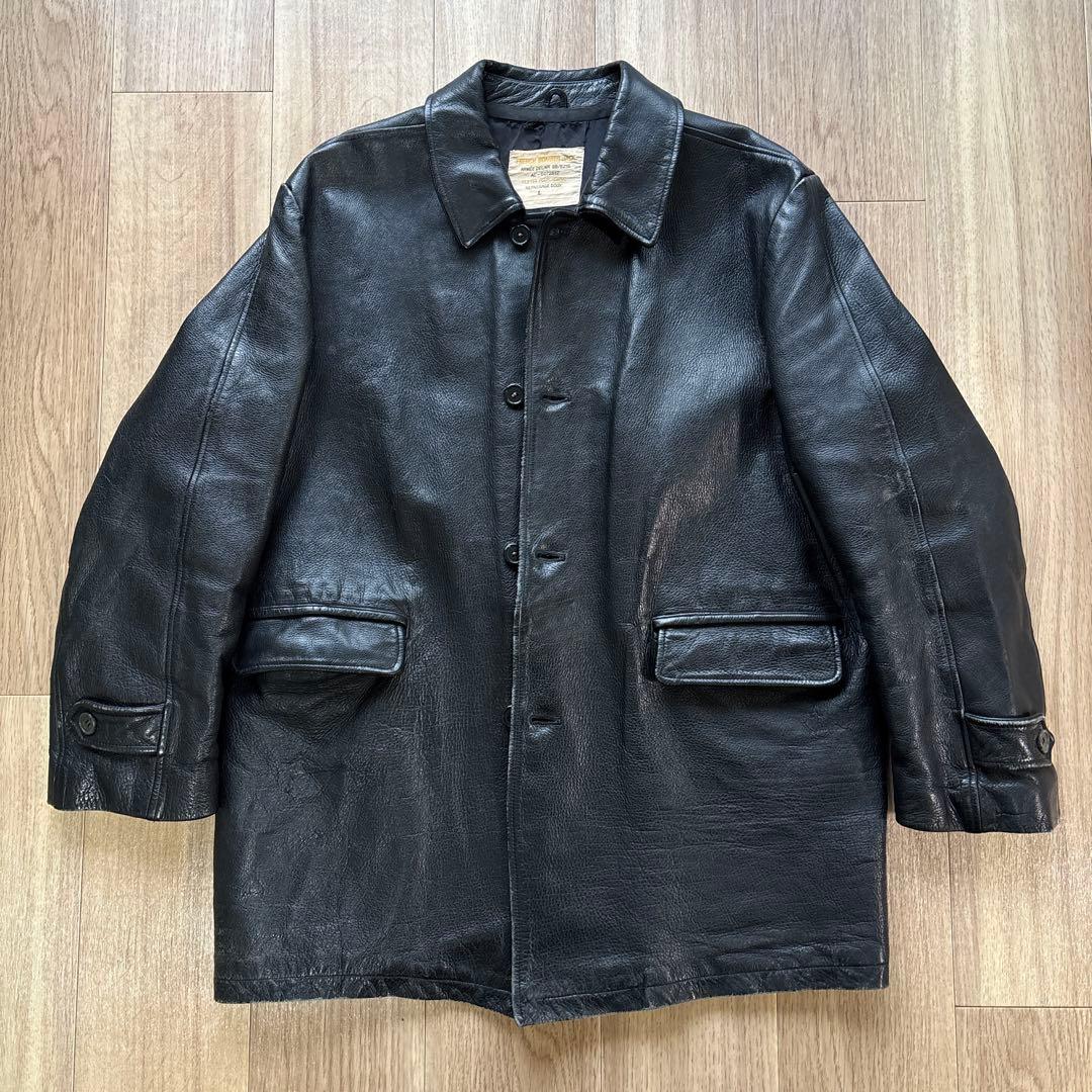 70s フレンチ レザージャケット コート 本革 極上 スペシャル Haruf レザージャケット メンズ 本革 フード付き レザージャケット