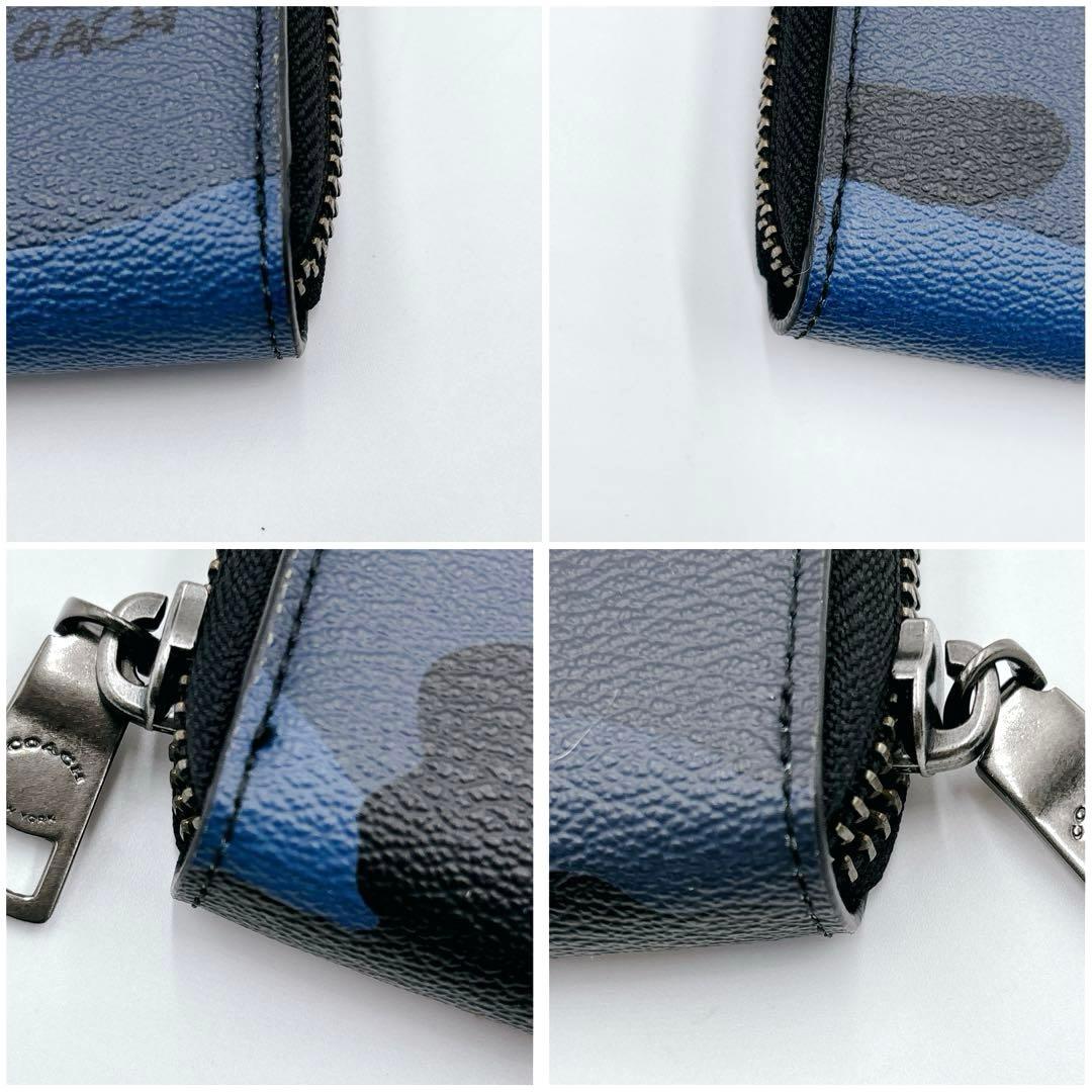 COACH コーチ 財布 迷彩 カモフラ 長財布 ブルー ブラック レザー