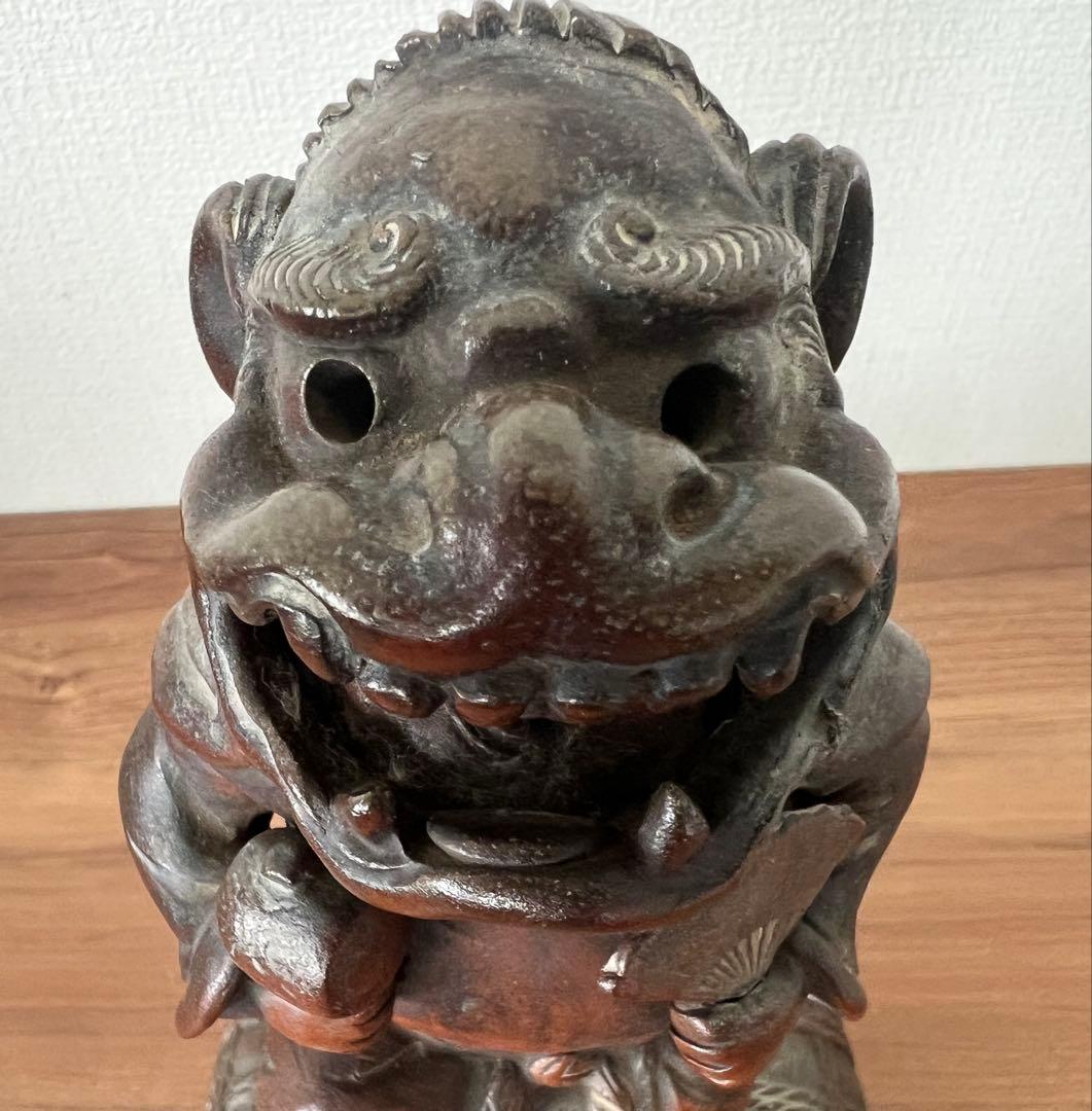 備前焼 獅子舞像置物 江戸末期頃 縁起物 大黒天 収納木箱付き