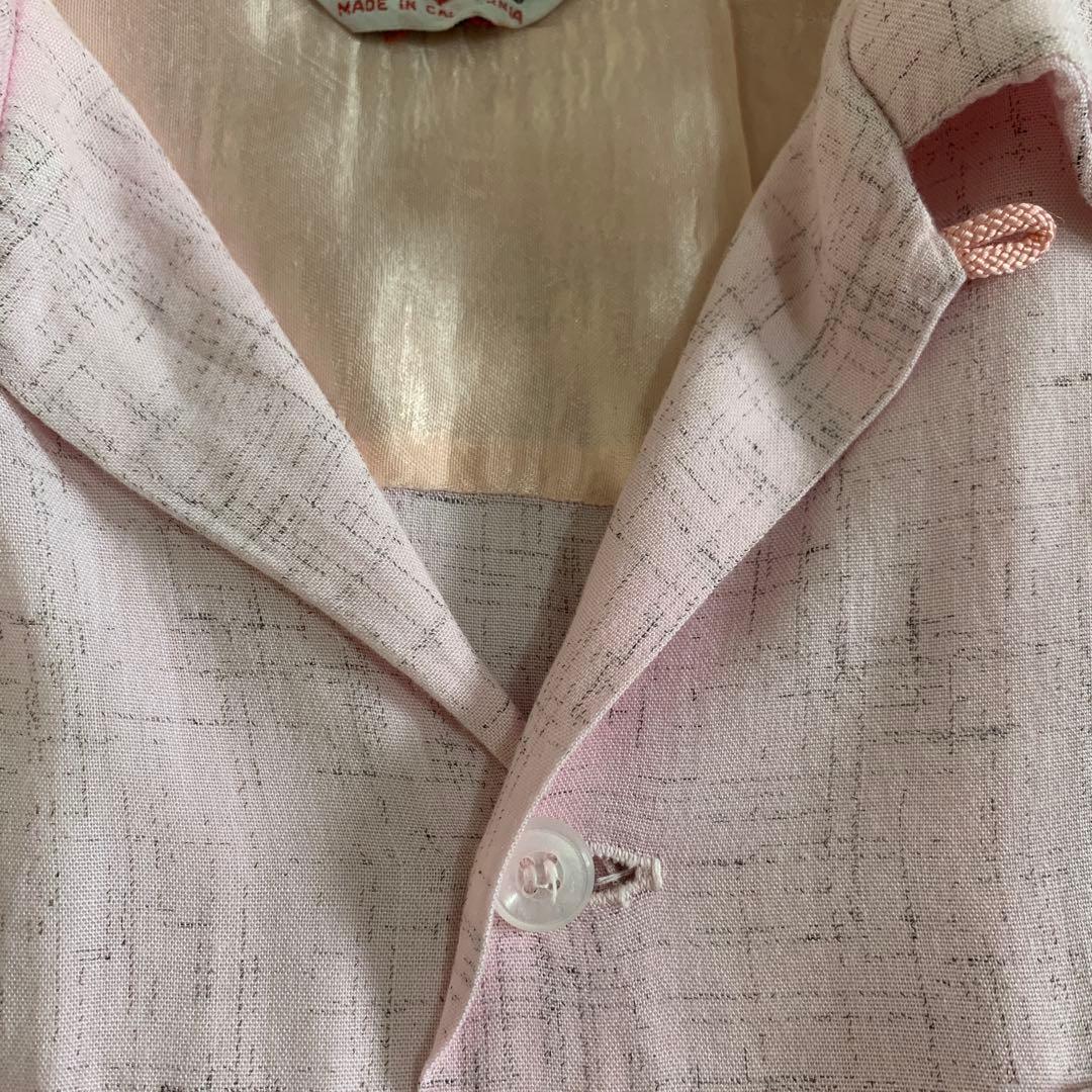 50s 60s vintage レーヨン オープンカラー カスリ ピンク - メルカリ