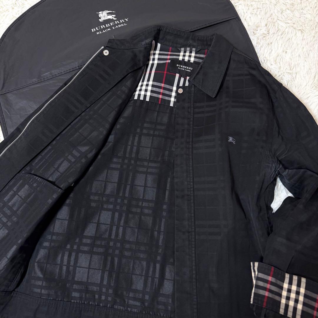 希少L バーバリーブラックレーベル ホースロゴ シャドーチェック ジャケット 黒