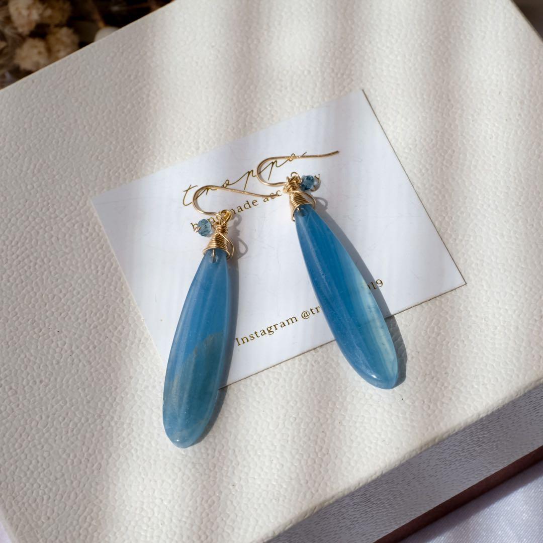 ハニーフラット♦︎レムリアンアクアティンブルーカルサイトロングペアシェイプ