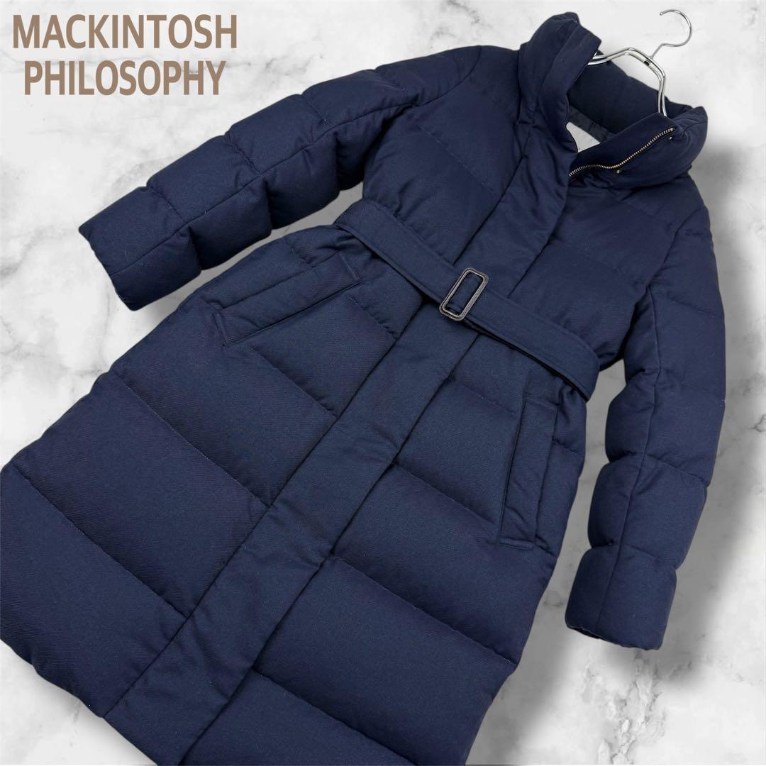 マッキントッシュフィロソフィー ウールライクツイルダウンコート ベルト 濃紺