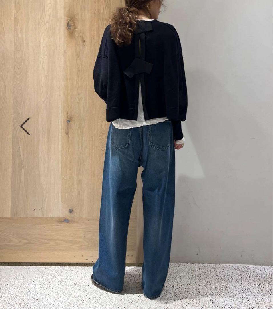 【美品】カレンソロジー ファインウールバックリボンプルオーバー ネイビー