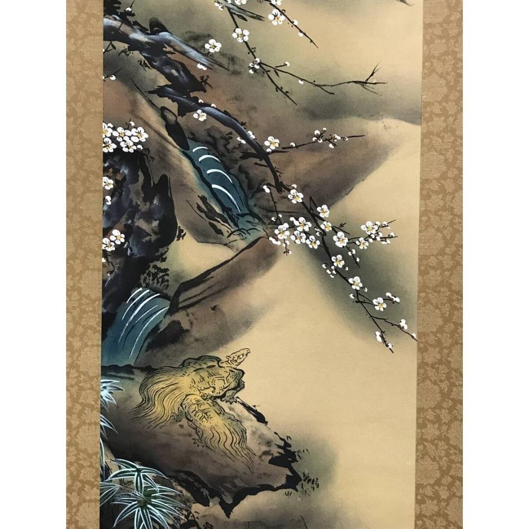 真作/芳崖/寿老鶴亀/三幅対/花鳥人物図/祝掛軸/正月/掛軸☆