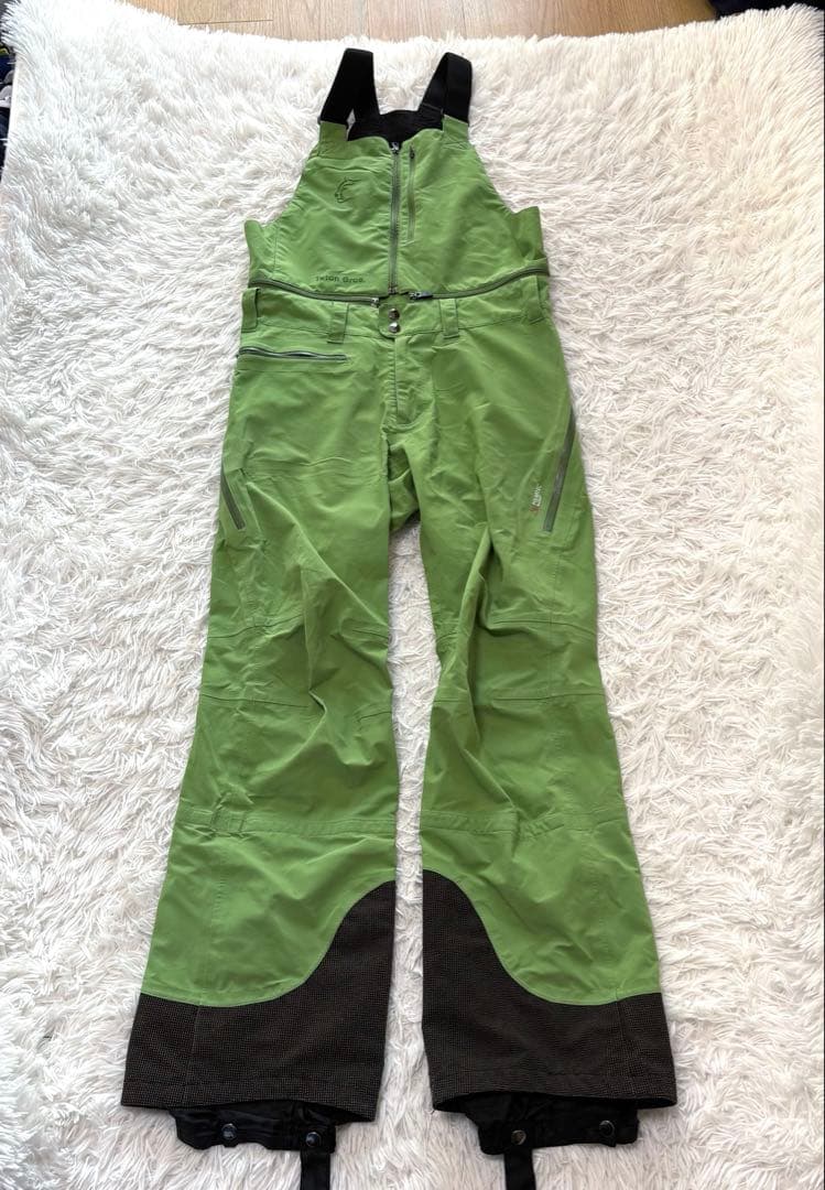 Teton bros ビブパンツ スノボ グリーン シェルパンツ 防風