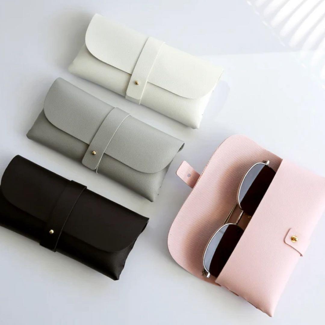 メガネケース 合成皮革 スナップボタン付き サングラスケース 眼鏡