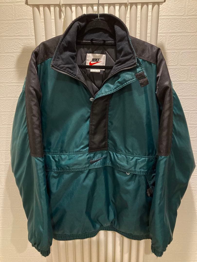 ナイキ 銀タグ 刺繍 ハーフジップ アノラック 緑 テック テック系 y2k