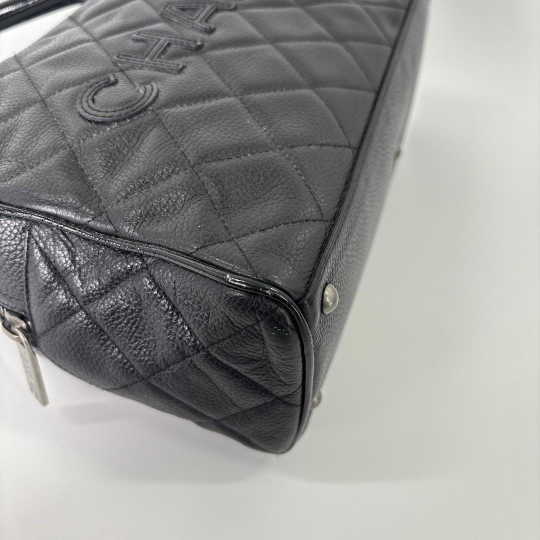超極美品 シャネル キャビアスキン ハンドバッグ ミニボストンバッグ