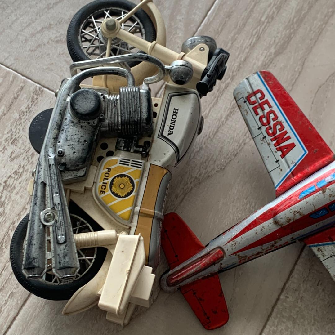 レア！昭和レトロ☆HONDA 白バイ&セスナN453C ブリキのおもちゃセット