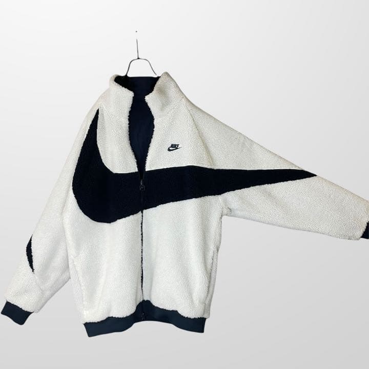 2XL ナイキ ボアジャケット リバーシブル ビッグスウォッシュ 白 黒