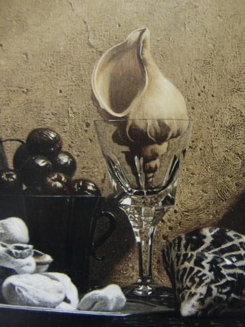 青木 敏郎 【貝殻のある静物】 希少画集画、状態良好、新品高級額装付