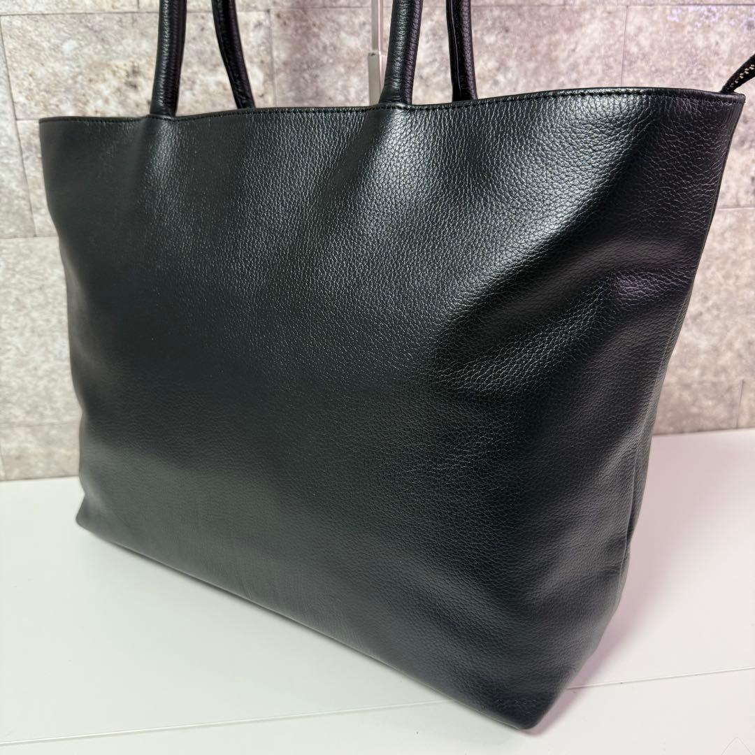 【大容量/内側の収納も抜群‼️】 ブラック レザー トートバッグ ビジネスバッグ