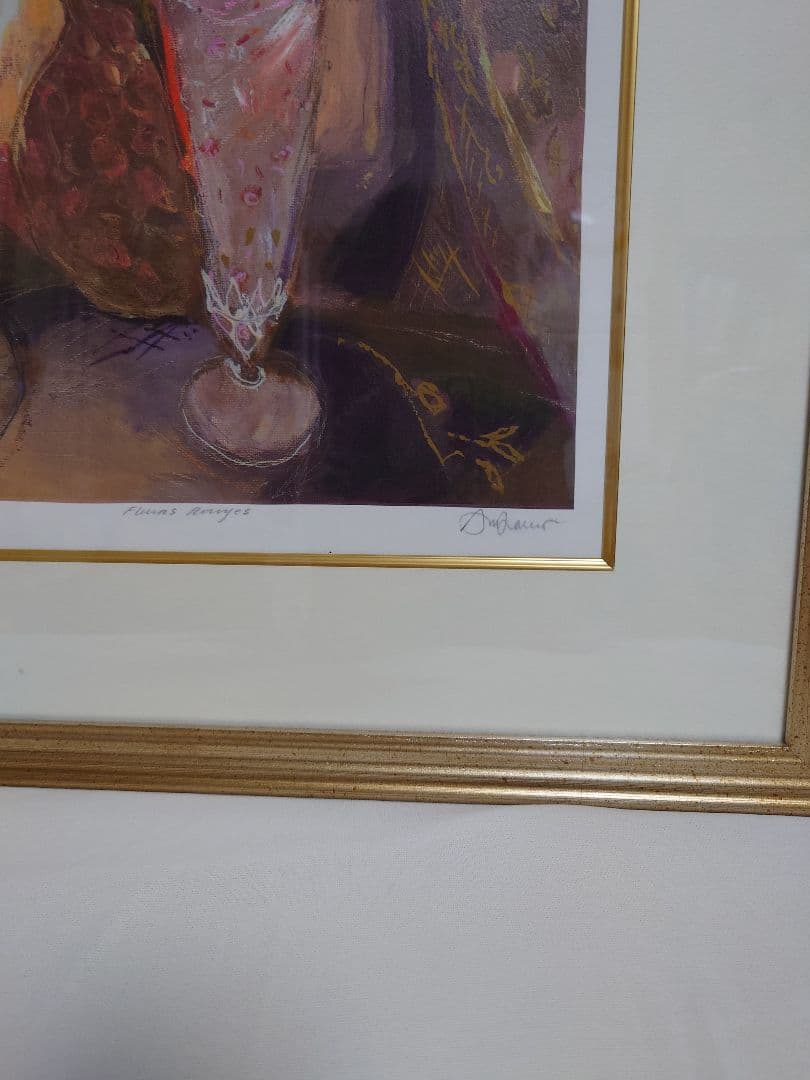 アンドリュープライス赤いバラ版画花絵画静物画花瓶額入り