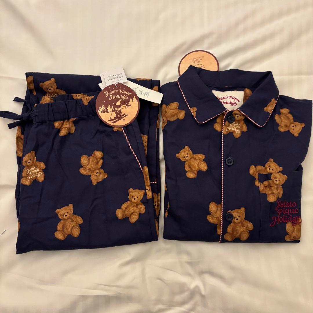 完売品　ジェラピケ　【HOLIDAY】ベア柄ネルシャツ　上下セット