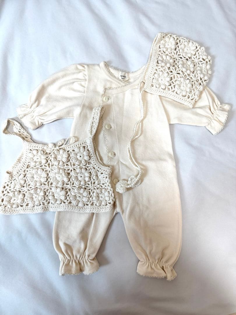 MONBEBE 退院着　ロンパース　ボンネット 楽天市場】monbebe 退院着 お宮参り2点セット (ロンパース ＋