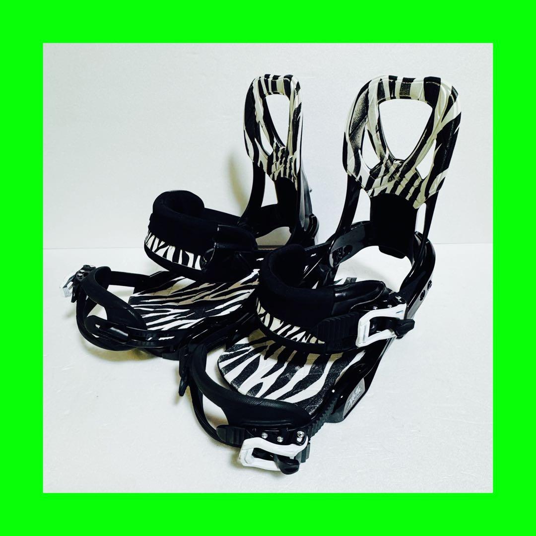 sサイズ　ゼブラ柄 スノーボードビンディング　サロモン女性レディース黒色ブラック